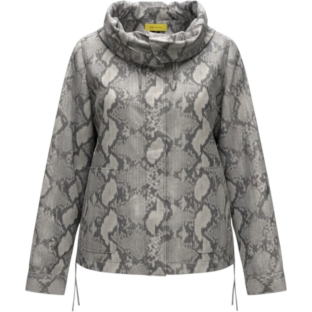 St John Snakeskin Print Jacket Womens L Grey Excellent Hooded Full Zip Sport